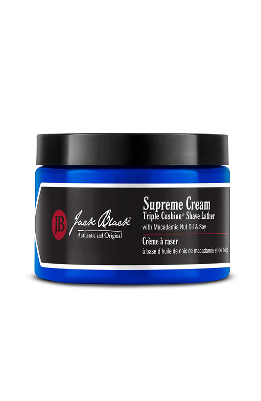 Jack Black - Supreme Cream Triple Cushion Shave Lather - PureScience Formula, Macadamia Nut Oil and Soy, Luxurious Shaving Cream, Hydrates Skin, Reduced Razor Burn- 9.5 oz.