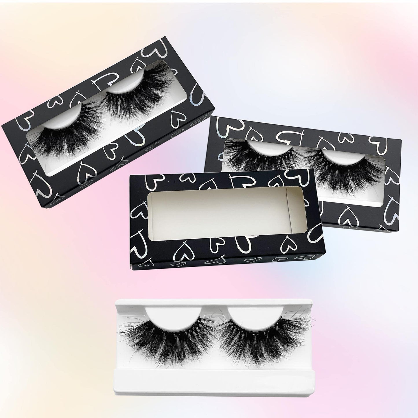 Russian Curl Mink Lashes 25mm Lashes Fluffy Yasnai Eyelashes, Real Mink Lashes 3 Pairs Pack 9D Dramatic Long 25 mml EyeLashes