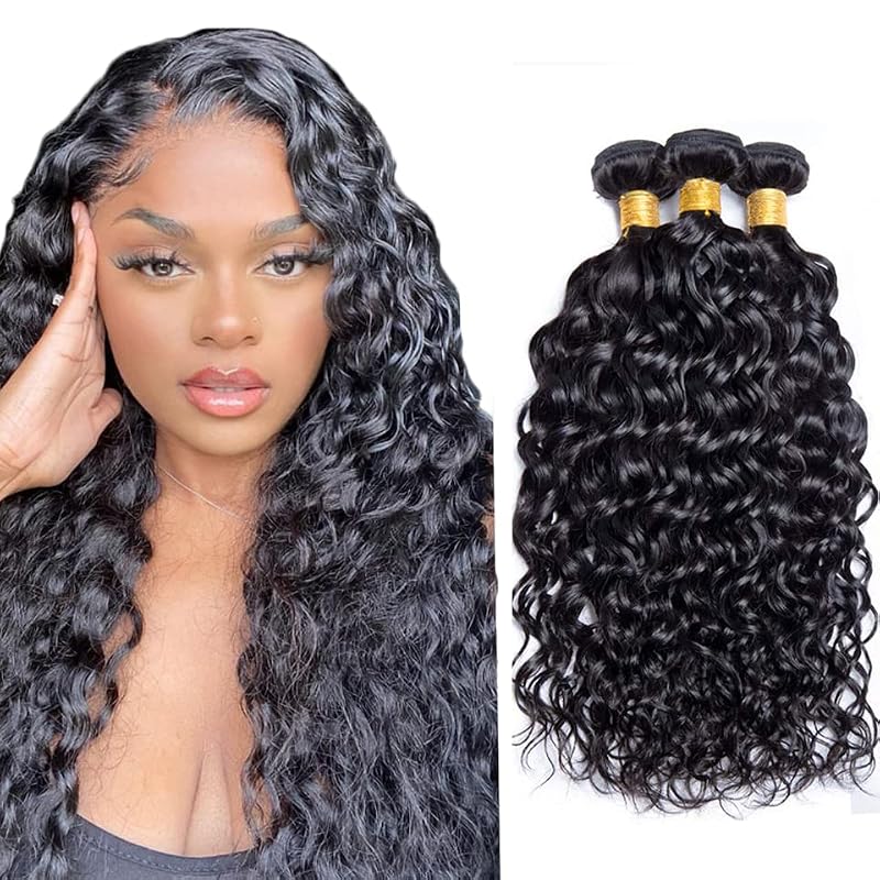 Brazilian Virgin Remy Human Hair Bundles - 14 16 18 Inch, Natural Black