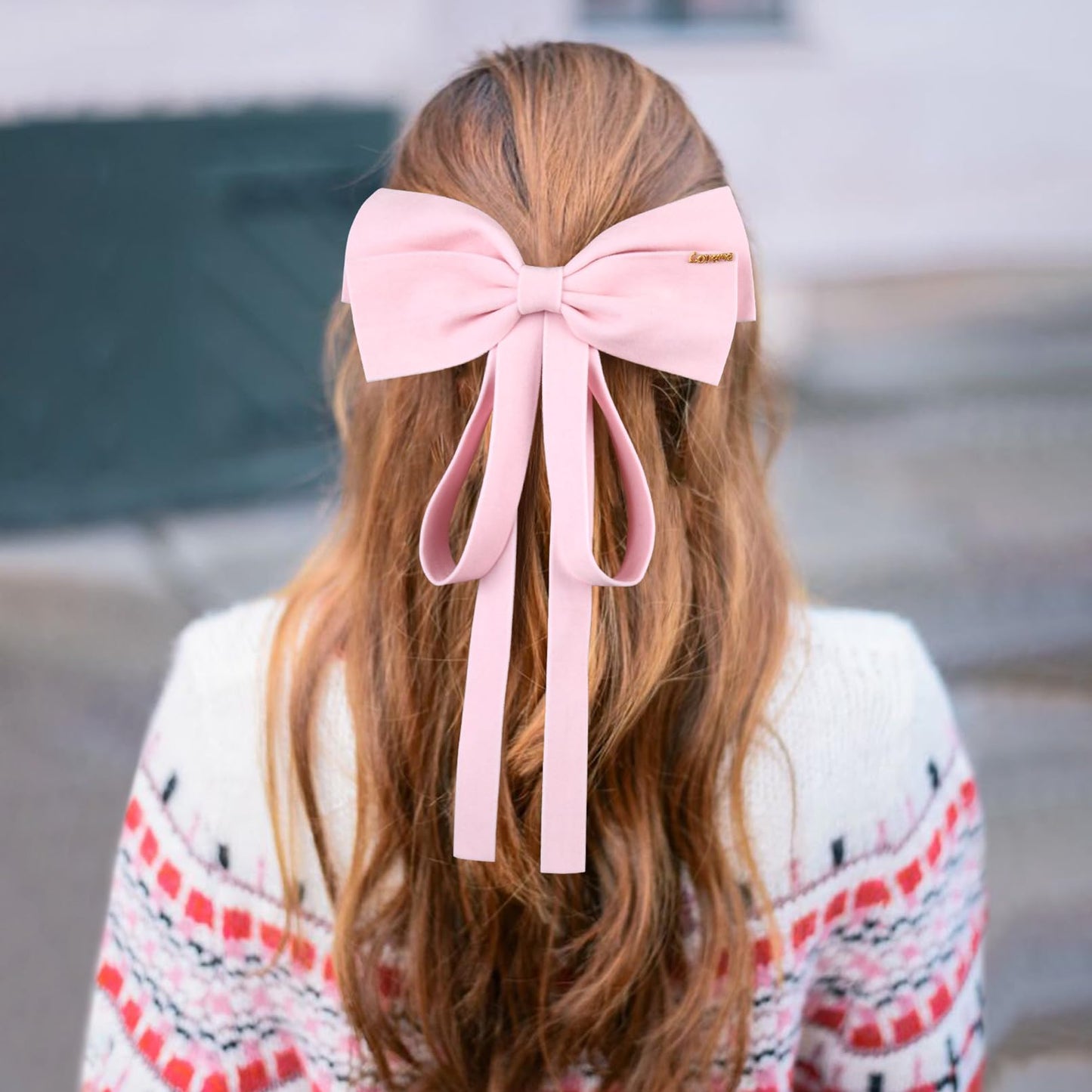 2PCS Velvet Bows Hair Clip Ribbon White Pink Accessories Ponytail Holder large Hair Bow for Women Girls Toddlers Teens Kids