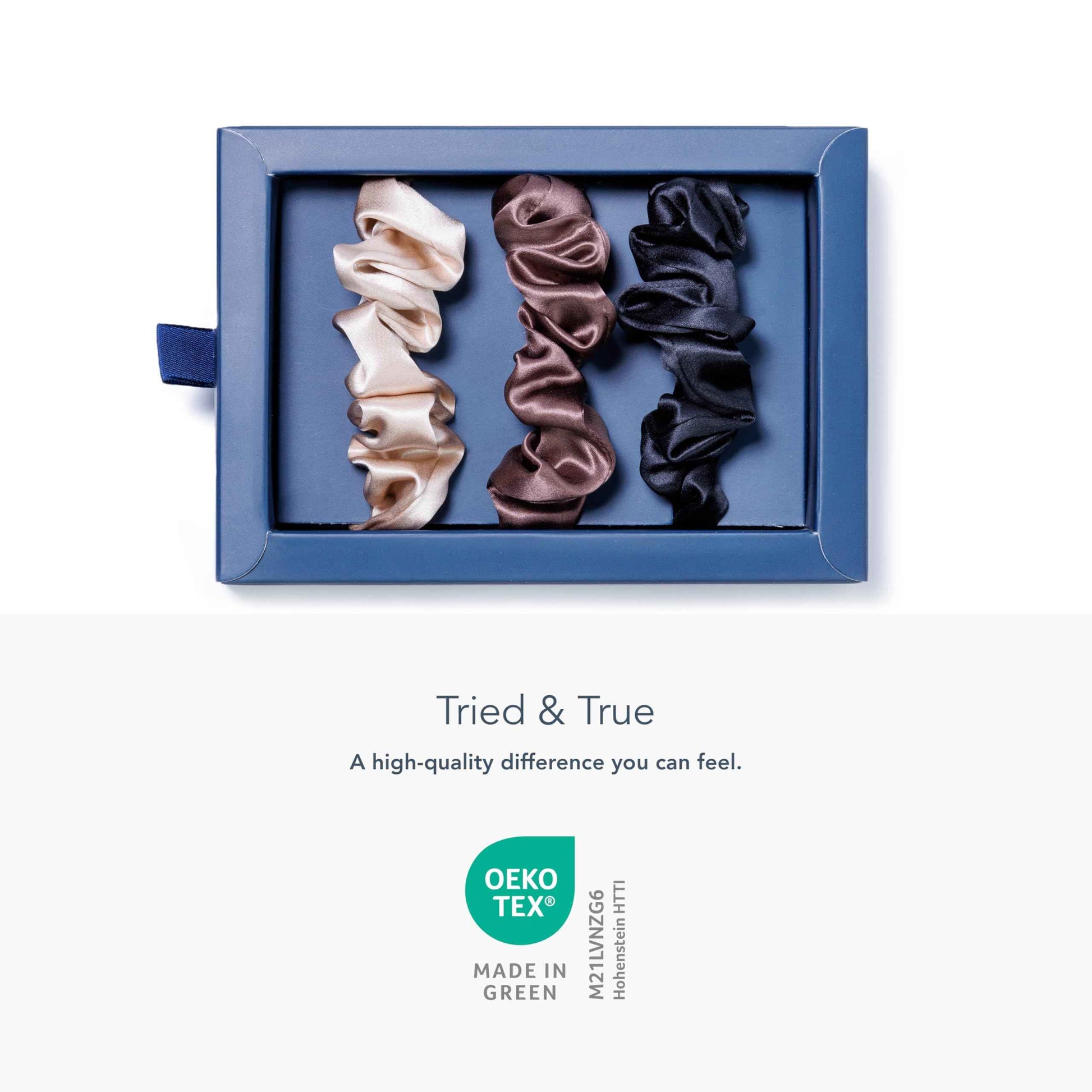 Fishers Finery 25 Momme Pure Mulberry Silk Large Scrunchies - Hair Tie Set, Gentle and Prevents Breakage (Taupe|Chocolate|Black- 3 PK)