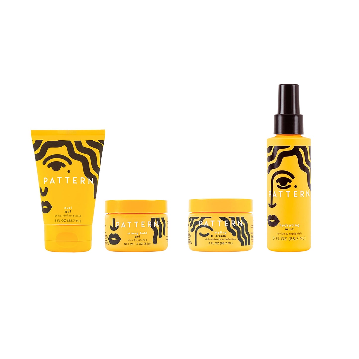 PATTERN Beauty Mini Stylers Kit 3 fl oz. - for Curly, Coily & Tight Textured Hair - Includes Hydrating Mist, Curl Gel, Styling Cream & Strong Hold Gel