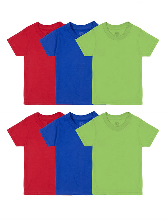 Fruit of the Loom Boys' Eversoft Cotton Undershirts, T Shirts & Tank Tops, T Shirt-Toddler-6 Pack-Blue/Green/Red