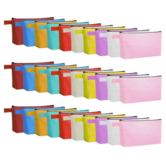 40 Pack Canvas Makeup Bags Bulk Multi-Purpose Cosmetic Bag with Zipper Multi-Purpose Blank Travel Toiletry Bag Plain Blank Colored Bag for Travel Girls Pencil Craft, 10 Colors (7.5 x 5 x 1.8 Inch)