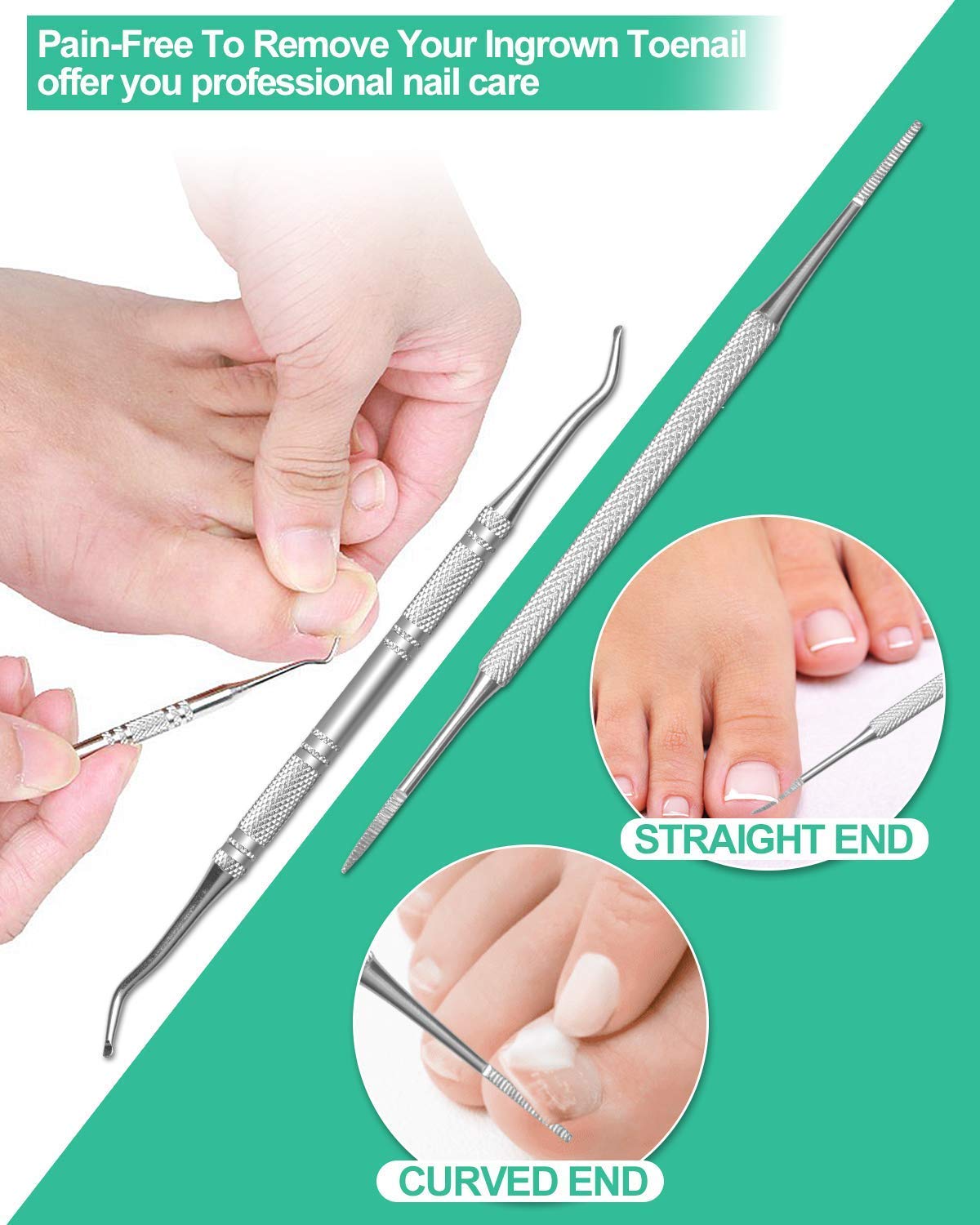 Podiatrist Professional Thick Toenail Clippers for Thick & Ingrown Nails, Wide Jaw Opening Nail Clippers Set for Ingrown Manicure, Pedicure, Men, Women, Seniors