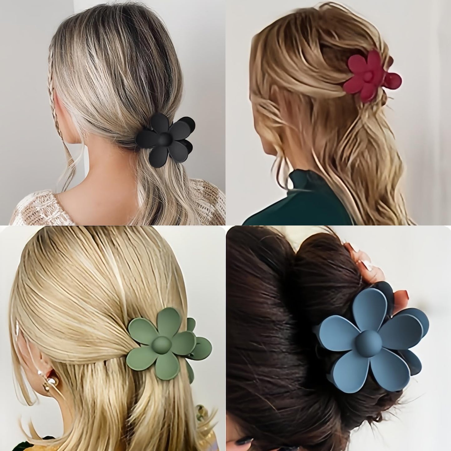 8PCS Flower Hair Clips Large Claw Clips for Women Thick Hair Cute Hawaiian Dasiy Hair Clips Matte Plumeria Hibiscus Hair Clips Strong Hold Non Slip for Women Girls Thin Hair Gifts 8 Colors