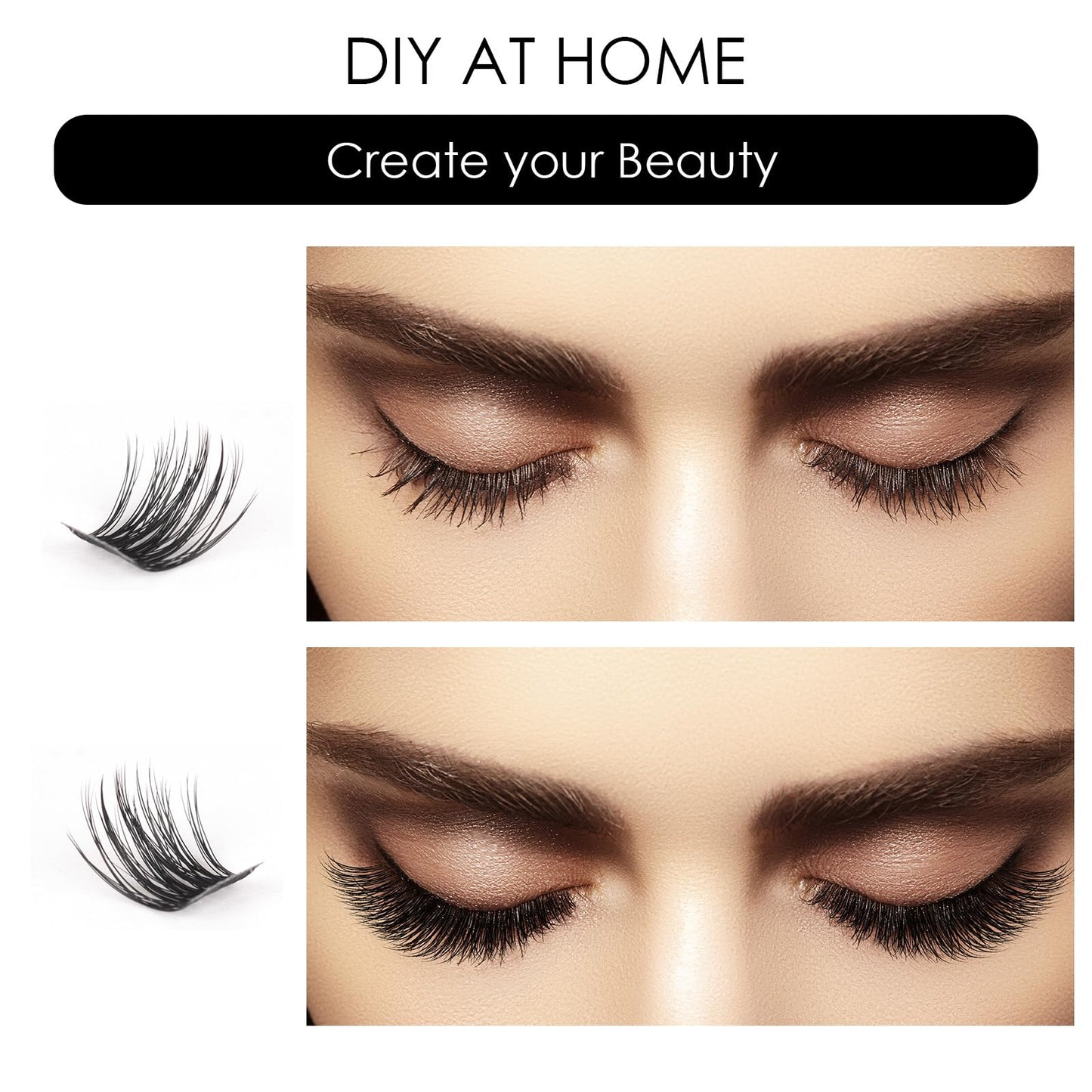 Cluster Lashes 72 Individual Lashes Clusters Eyelash Extensions False Eyelashes DIY Wispy Fluffy Lash Extension Reusable False Eyelashes Natural Look Mix 10-16mm C D Curl-DM28