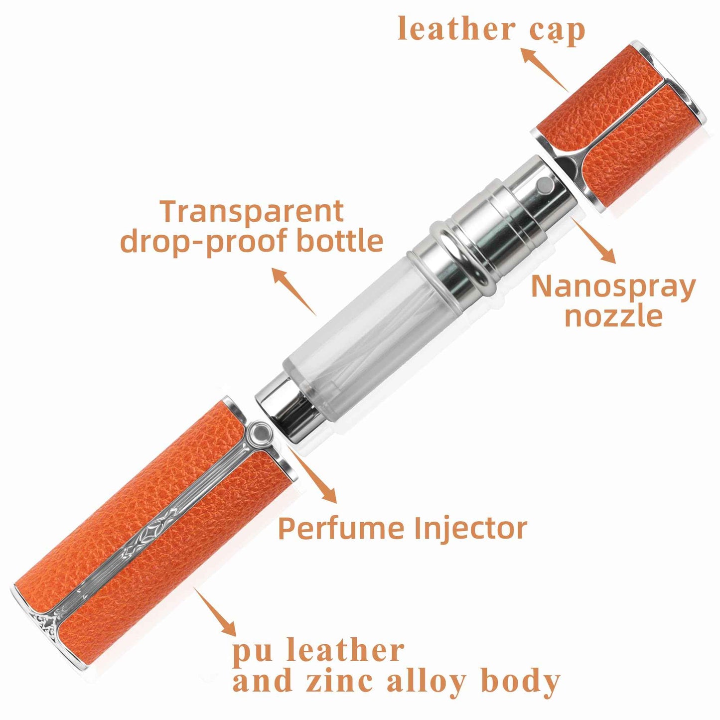 muilsae AF00BK Leather Perfume atomiser, 10ml Bottom Fill Travel Perfume Bottle, Refillable Perfume Dispenser for Women & Men (Black)