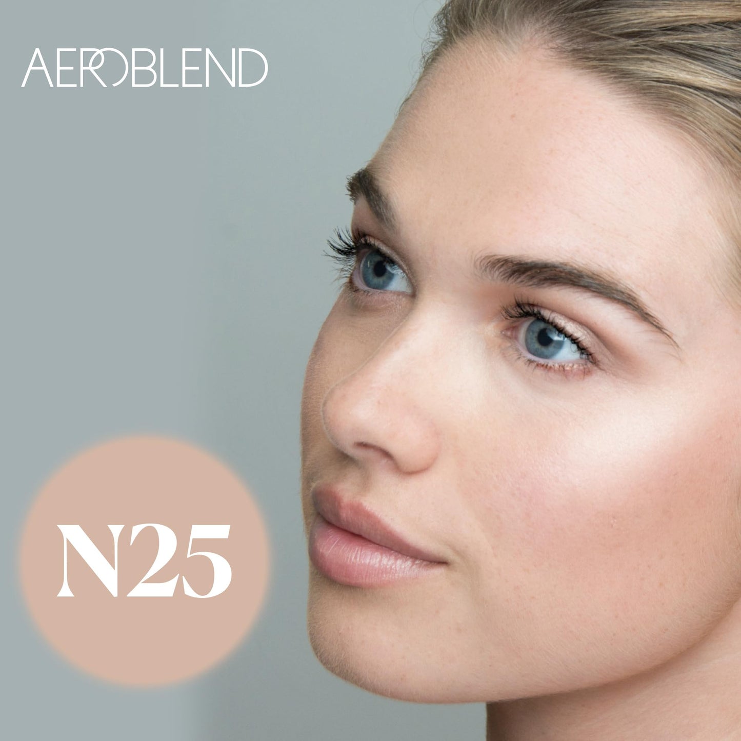 AEROBLEND Airbrush Foundation Makeup (N25) Professional, Water-Based, Buildable, Long-wearing, For all skin types, 1 oz