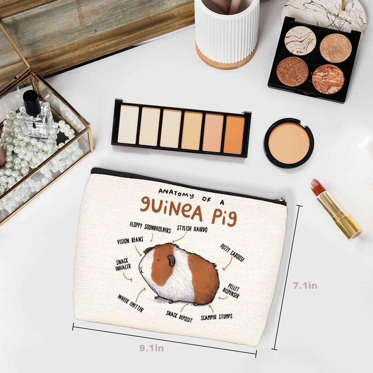 Wenboco Guinea Pig Makeup Bag Pig Gifts Guinea Pigs Lover Gift Hamster Zipper Pouch Bag Gift Birthday Christmas Gifts for Animal Lovers Friends