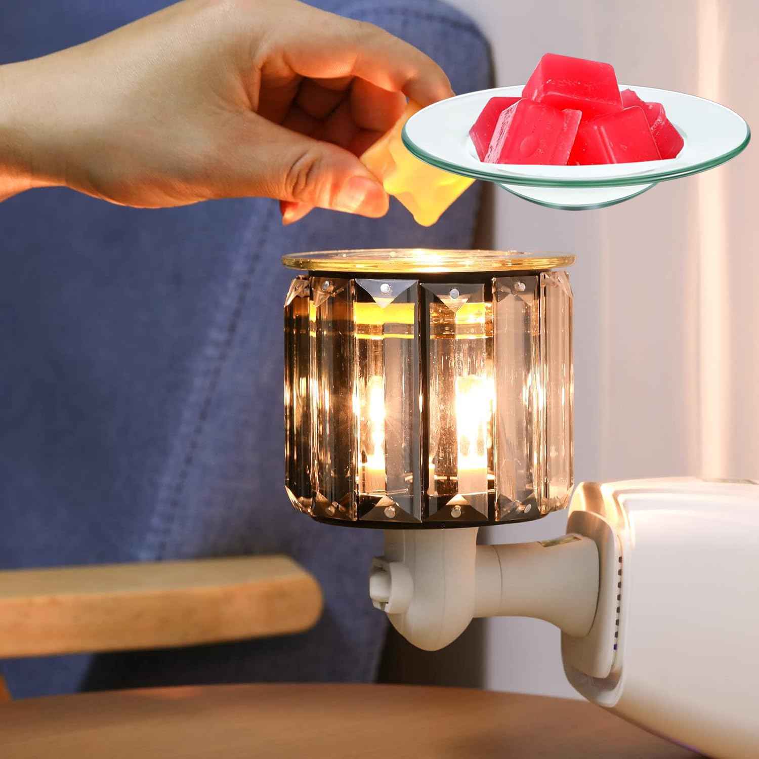 VGEUNA 4 Pieces Replacement Glass for Wax Warmer Wax Melt Dish Fits Most Wax Warmers Durable Glass Dish for Wax Melter