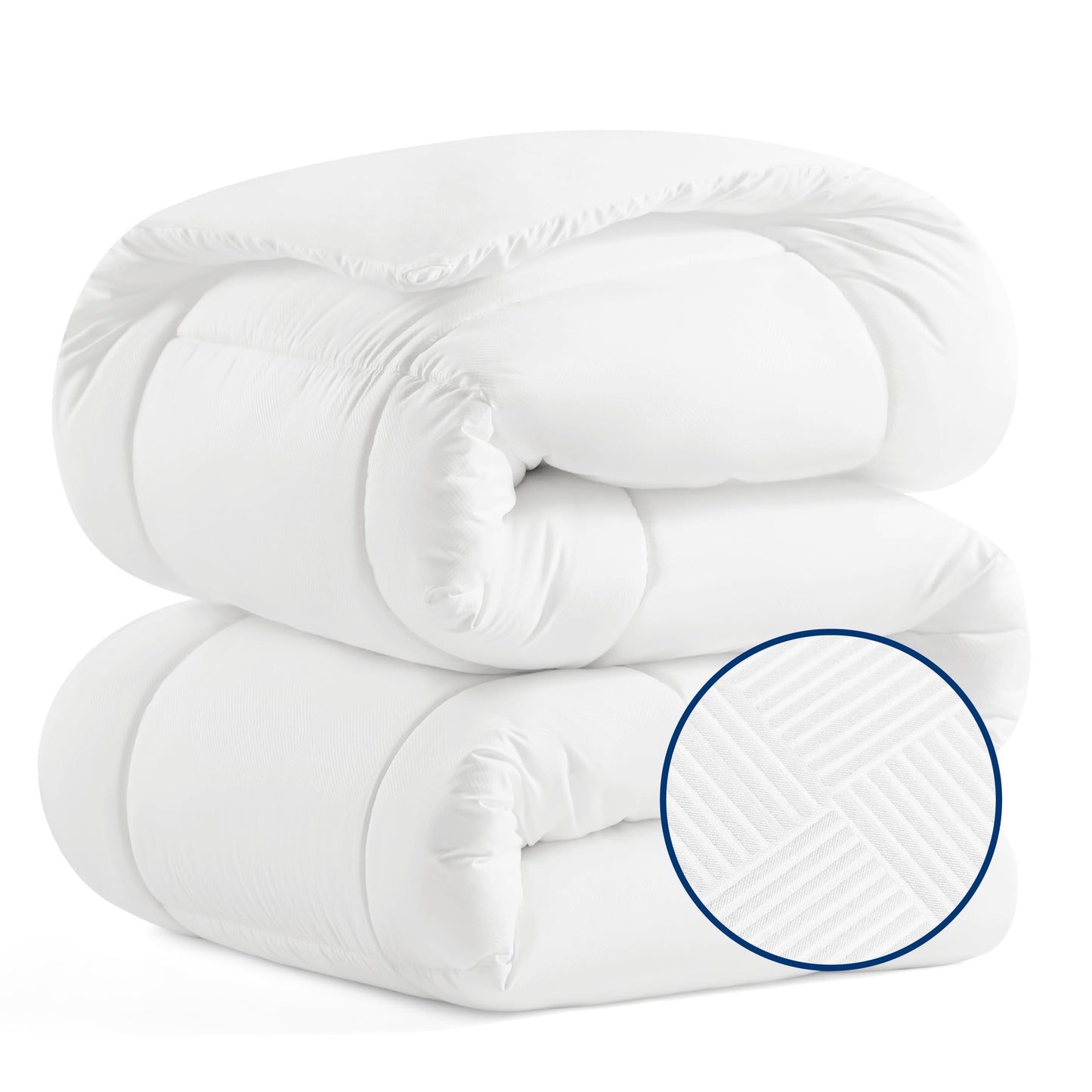 Bedsure Comforter Duvet Insert - Quilted Comforters California King Size, All Season Duvet, Down Alternative Bedding Comforter with Tabs(Basket Wave White,California King 96"x102")