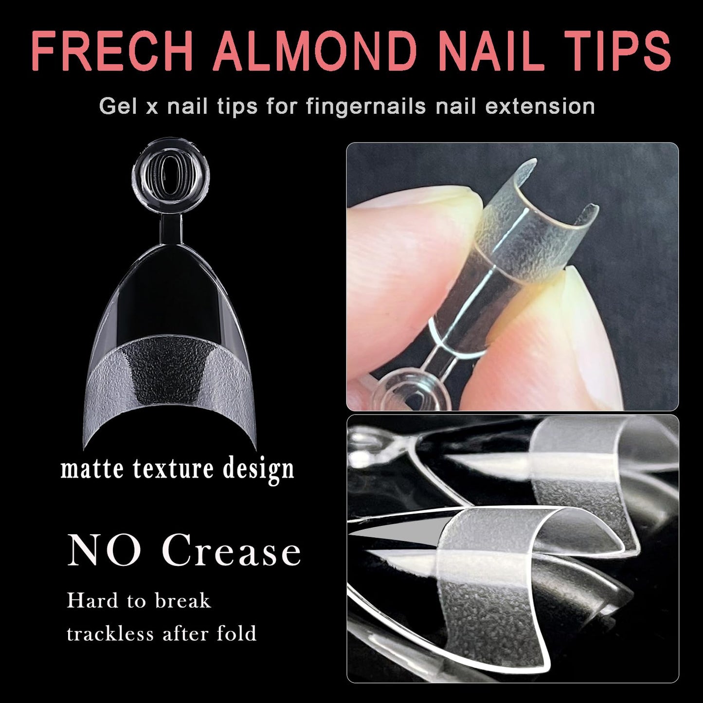 AddFavor Short Nail Tips Almond, 600pcs Gel x Nail Tips Short Almond Soft Gel Nails Clear Nail Tips Half Cover Acrylic Nail Tips for Nail Extension