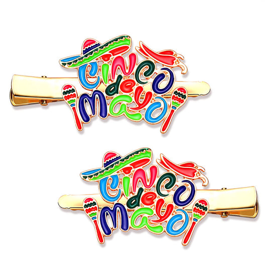 Cinco De Mayo Hair Clips Mexican Fiesta Hairpins for Women Statement Cactus Chili Pinata Sombrero Alligator Clips Mexican Hair Accessory Gifts