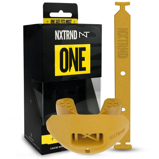 Nxtrnd One Football Mouth Guard, Strap Included, Fits Adult & Youth (Gold)