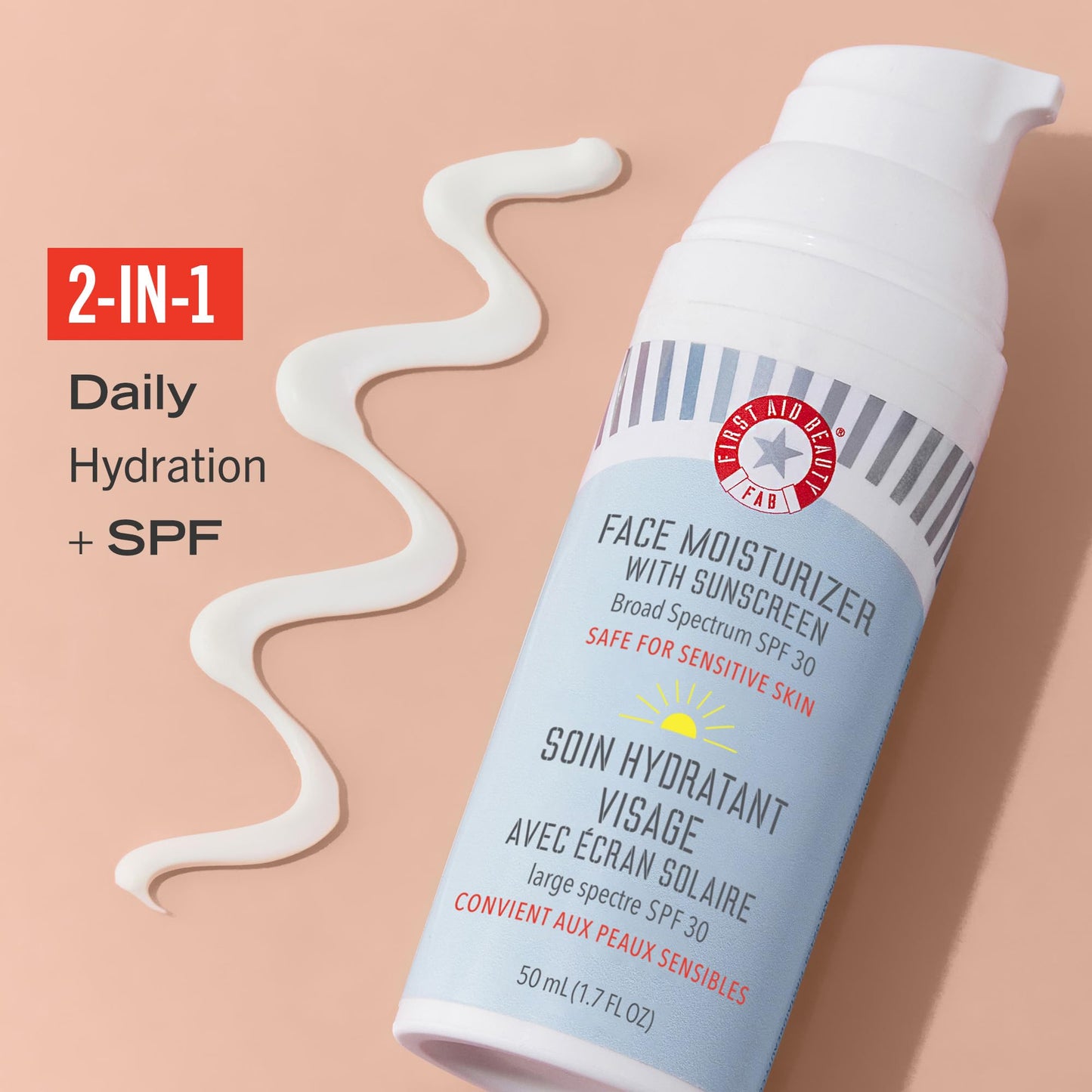 First Aid Beauty Ultra Repair Face Moisturizer with Sunscreen, SPF 30 – 2-in-1 Sun Protection + Daily Hydration – 1.7 oz