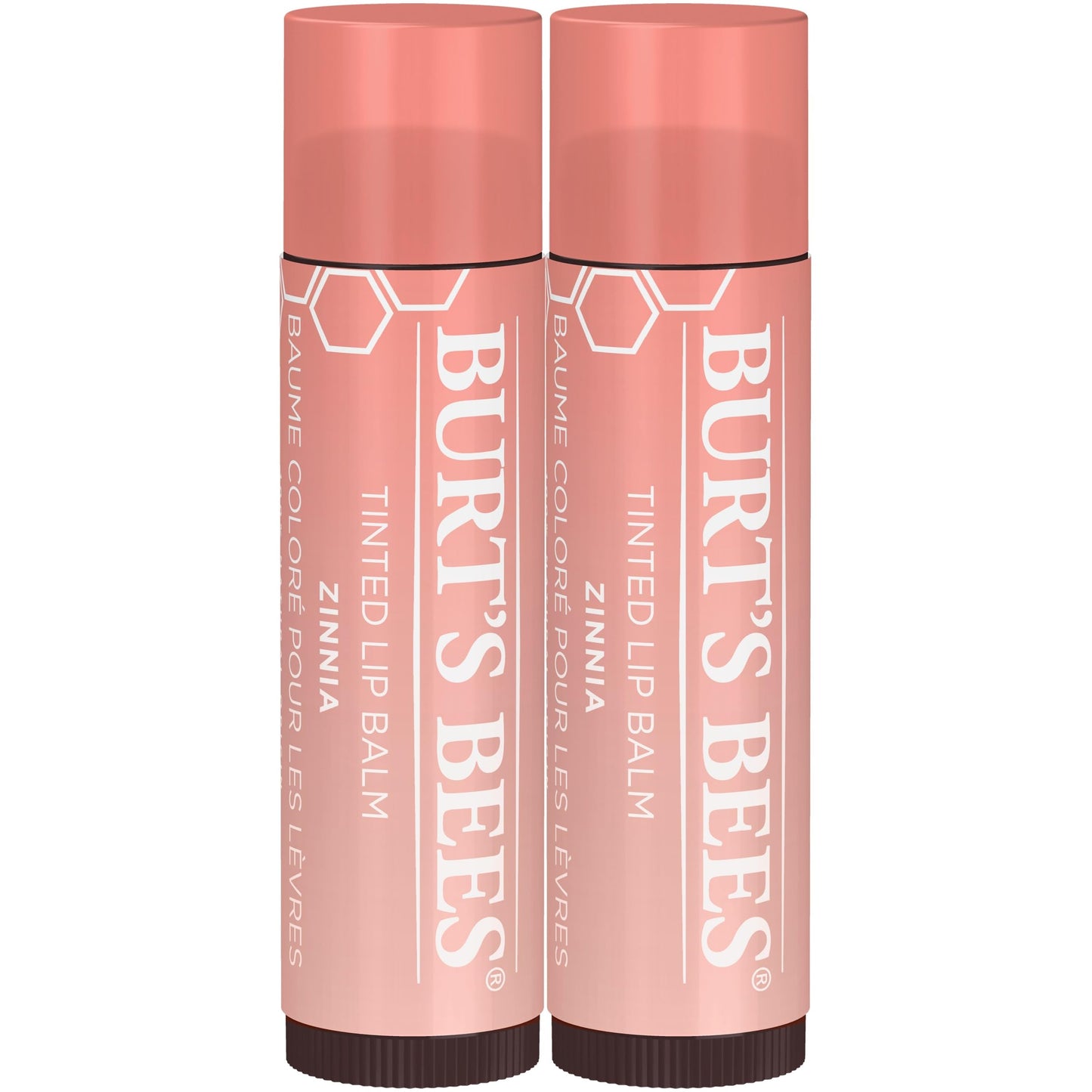 Burt's Bees 2-Pack Tinted Lip Balm Duo with Raspberry Zinnia and Pink Blossom Shades, Long Lasting Hydrating Formula