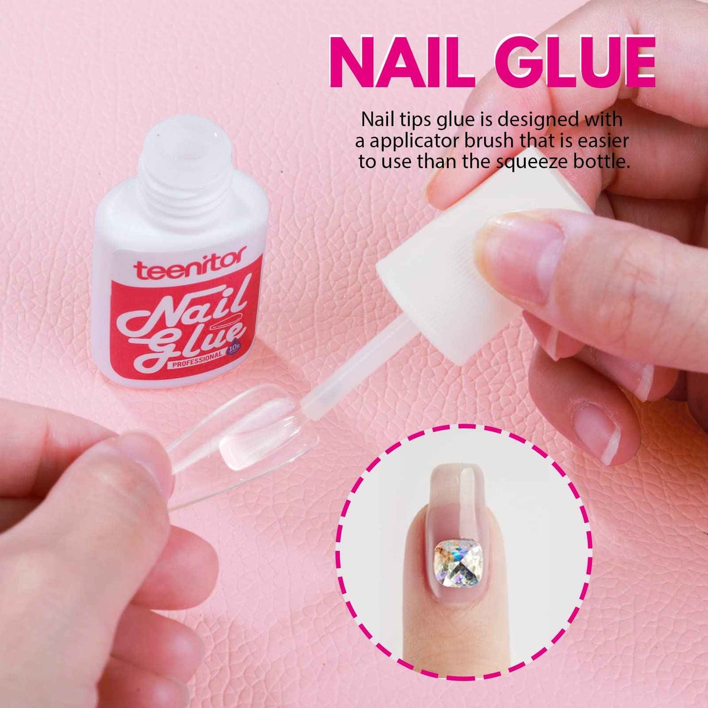Coffin Nail Tips, Teenitor Nail Art Kit with Nail Art Stickers Holographic Nail Art Sequins Glitter Press On Nails DIY Fake Nails