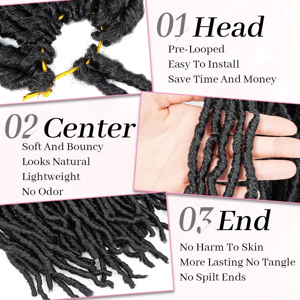 Umylar Faux Locs Crochet Hair 18 Inch Soft Locs Crochet Hair 7 Packs Extensible Pre Looped Faux Locs Crochet Hair For Black Women Synthetic Hair Extension(18 Inch, 1B#)