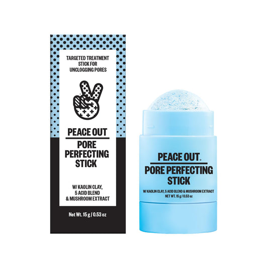 PEACE OUT Pore Perfecting Stick Acne Solution & Blackhead Remover, Glycolic Acid & Salicylic Acid Cleanser, Works Like a Face Wash, Skincare Facial Cleanser & Exfoliating Facial Scrub, 15g /0.53oz