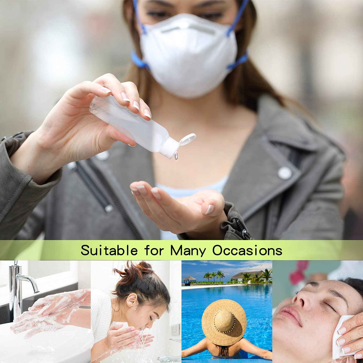 Trendbox 120ml/4oz Clear Plastic Empty Bottles with Flip Cap BPA-Free Travel Containers for Shampoo, Lotions, Liquid Body Soap and Massage Oils - 48 Pack