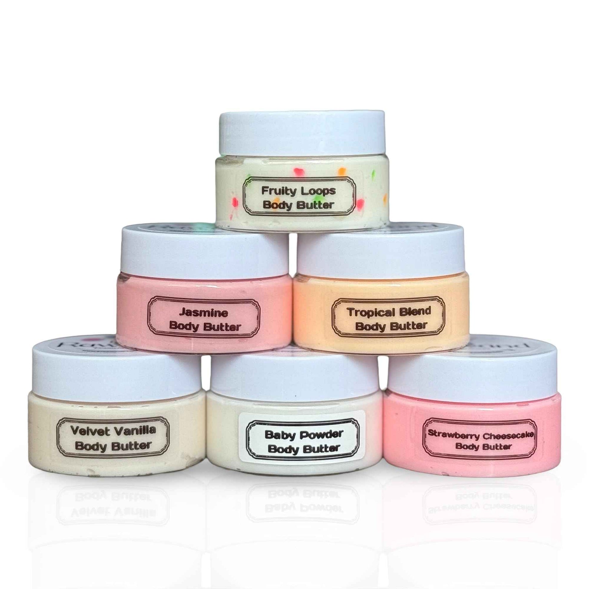 ByRawand Handmade Body Butter Pack of 6, Organic, Omega-Rich Formula with Hyaluronic Acid- 6 Scents 1.5oz each Made in USA