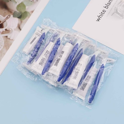Disposable Razors in Bulk Pack of 60,Blue Disposable Shaving Razors Individual Wrapped Twin Blade Bulk Disposable Razors with Clear Cap and 10g Shaving Cream for Homeless,Hotel,Travel,Charity,Shelter