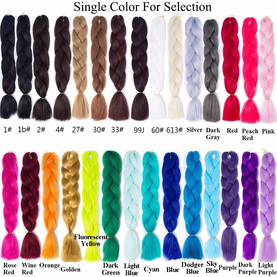 DOREN Ombre Jumbo Braiding Colorful Hair Extensions for Women DIY Synthetic Kanekalon Crochet Box Braids 100g/pc 3Packs/Lot(24 Inch, B16 Black to Mint Green)