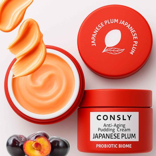 CONSLY_Probiotic Biome Anti-Aging Japanese Plum Pudding Cream – 2-in-1 Face Cream & Sleeping Mask with Probiotics | Firming, Moisturizing | Nourishing | 50ml