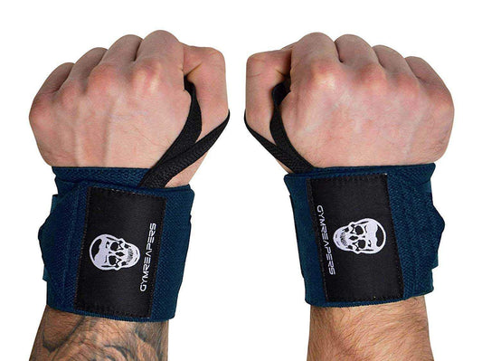 Gymreapers Weightlifting Wrist Wraps (Competition Grade) 18" Professional Quality Wrist Support with Heavy Duty Thumb Loop - Best Wrap for Powerlifting, Strength Training, Bodybuilding(Navy,18")