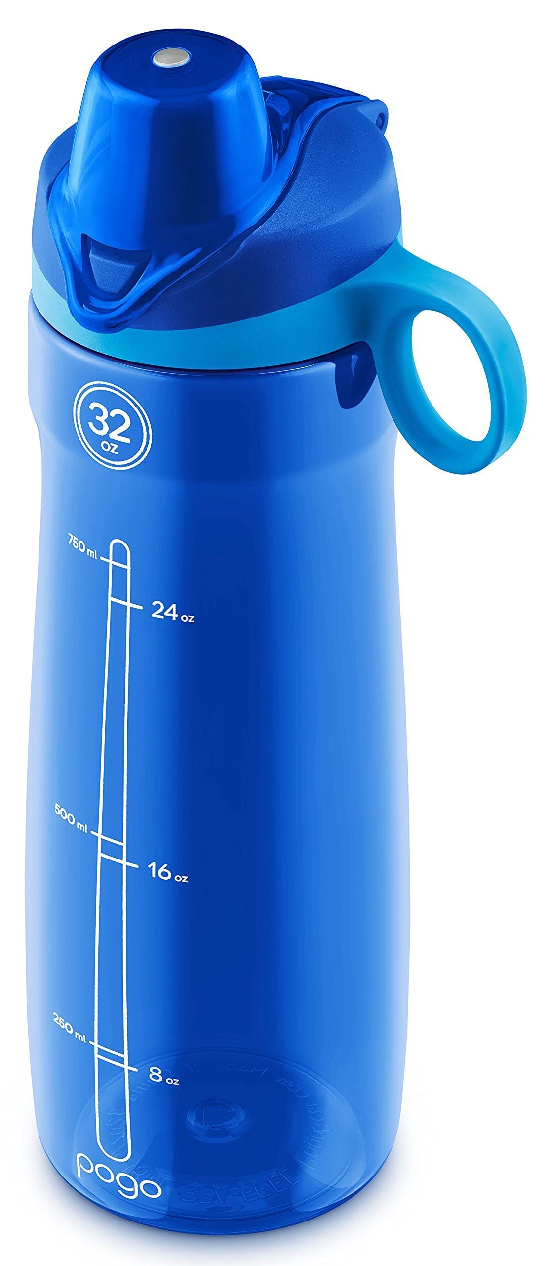 Pogo 32oz Plastic Water Bottle with Chug Lid and Carry Handle, Reusable