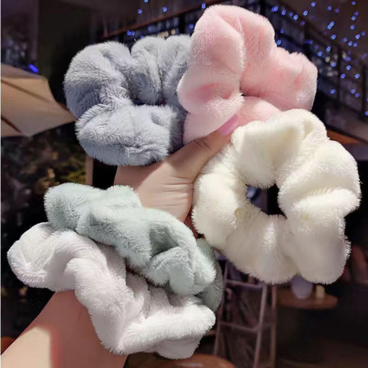 Velvet Scrunchies for Women, Towel Hair Ties Terry Cloth Hair Scrunchies, Fluffy Scrunchies Microfiber Scrunchies for Drying Hair