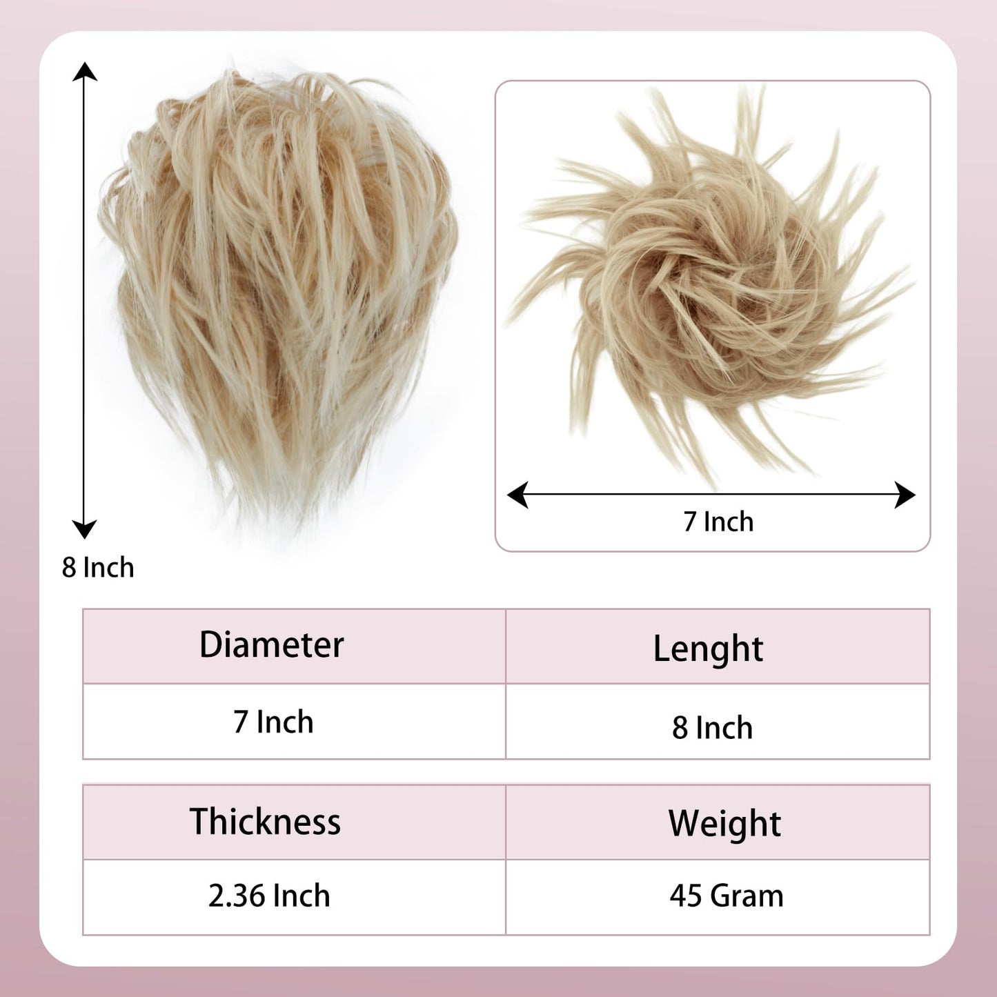 Lynclare Messy Bun Hair Piece Wavy Synthetic Hair Extension，Curly messy Bun Scrunchie Extensions for Women， Chignon Updo Ponytail Hairpieces with Elastic Rubber（Natural Blonde Mix Bleach Blonde）