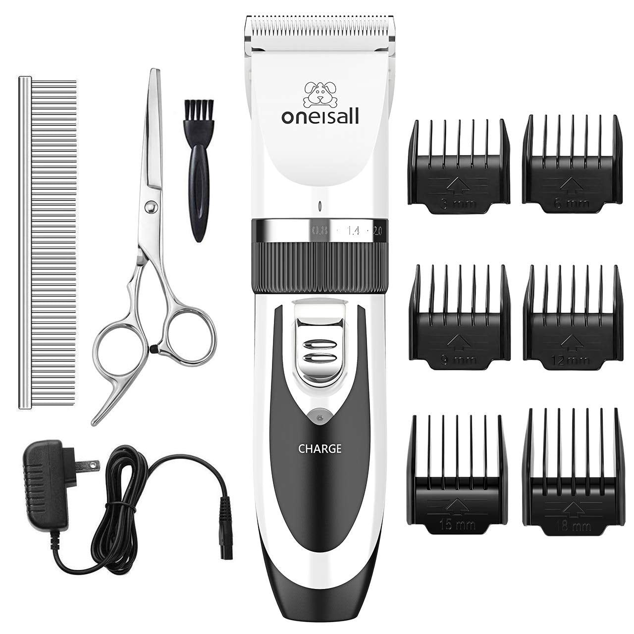 oneisall Dog Shaver Clippers Low Noise Rechargeable Cordless Electric Quiet Hair Clippers Set for Dogs Cats Pets