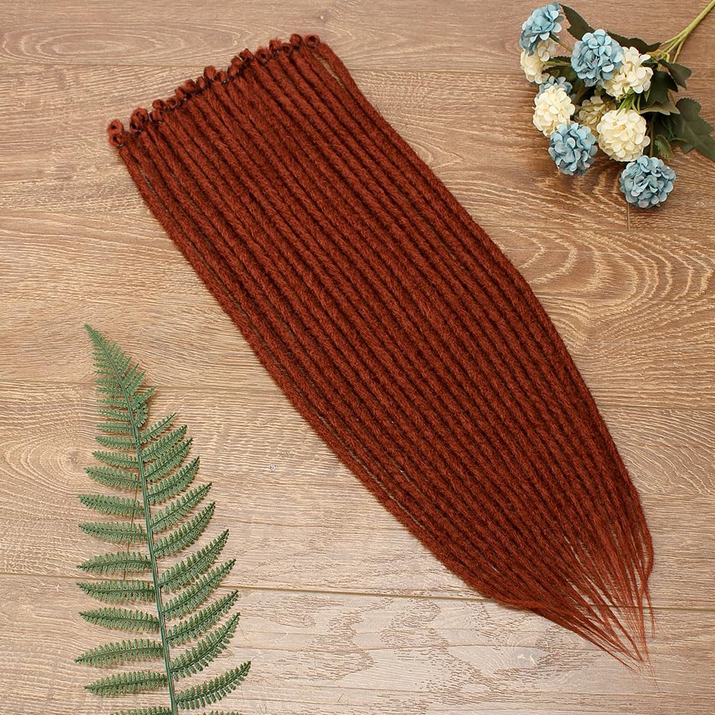 Kraler 24 inch 40 Strands Thick Dreadlock Extensions, SE Copper Red Crochet Dreadls Extensions of Synthetic Hair 1cm Width Hip Hop Style Dreadlock for Girls