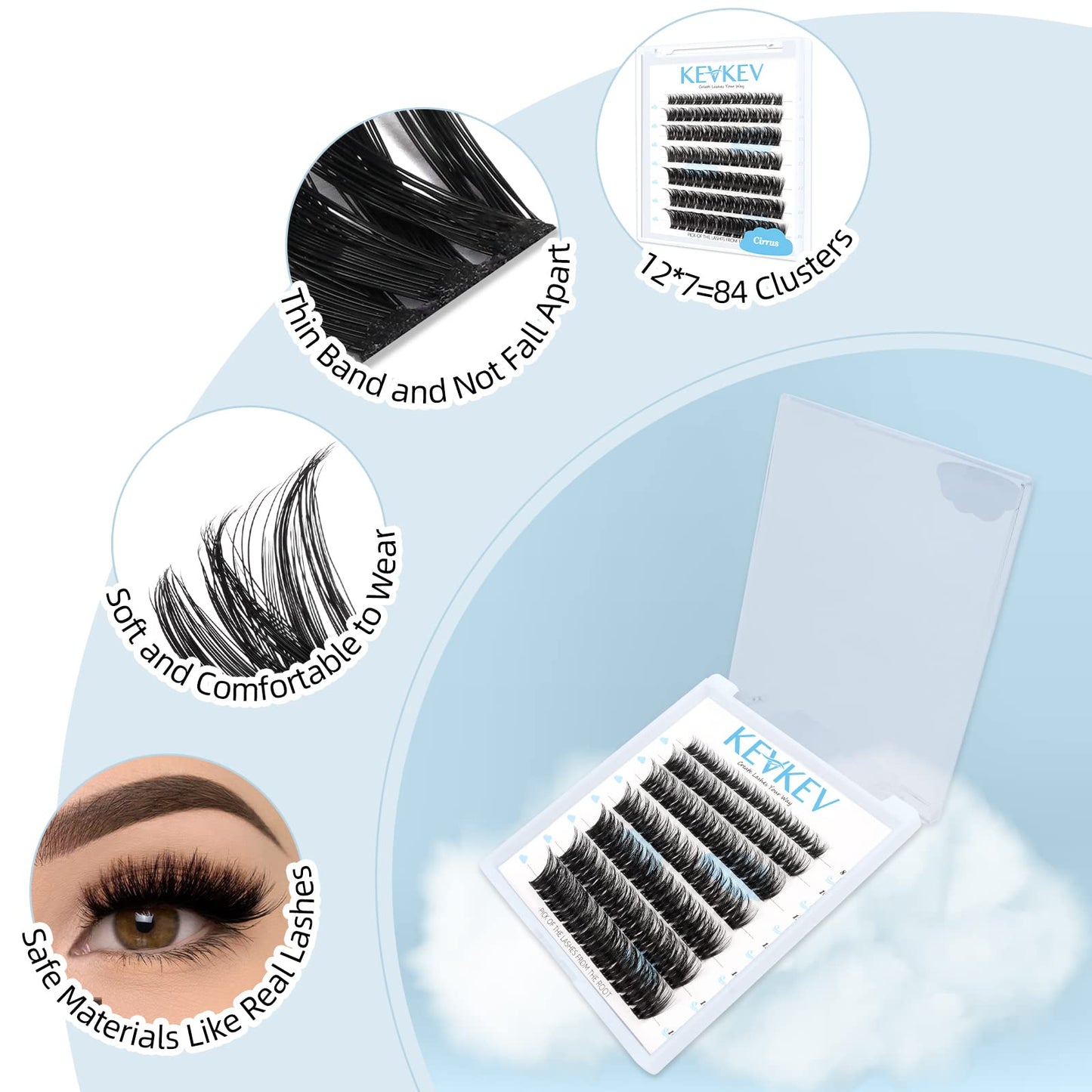 Lash Clusters 84 Pcs Cluster Lashes Eyelash Clusters DIY Cluster Eyelash Extensions Individual Lashes that Look Like Eyelash Extensions Natural Look Thin Band & Soft (Cirrus,C-14)