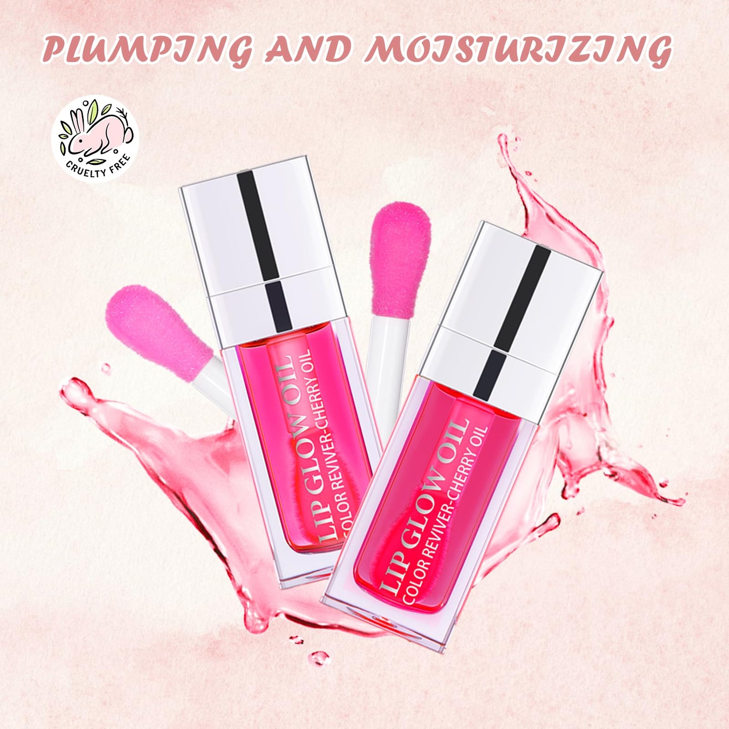 BEFIVECOK 2PCS Lip Oil Set, Hydrating Lip Glow Oil Lip Plumper Gloss, Tinted Lip Oils Transparent Long Lasting Non-sticky Lip Gloss, Plumping Lip Gloss Lip Care Kit (Raspberry & Cherry)