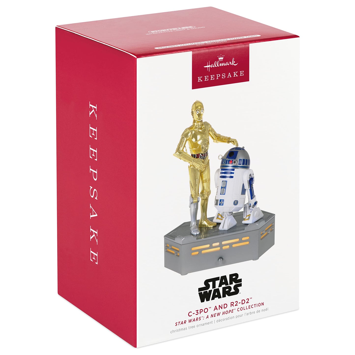 Hallmark Keepsake Christmas Ornament 2022, Star Wars: A New Hope Collection C-3PO and R2-D2, Light and Sound, May The 4th