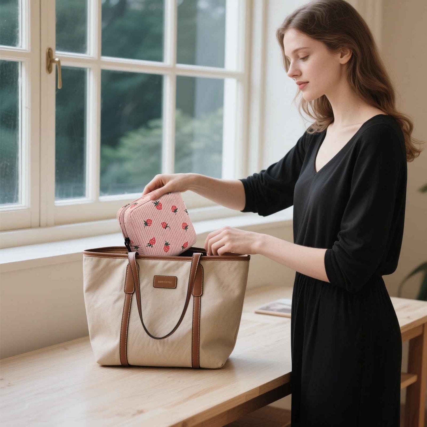 ZOEMTIU Small Makeup Bag for Purse,Mini Cosmetics Bag cute Zipper corduroy Cosmetic Pouch Storage Pouch Travel Toiletry Organizer for Women Girls(Smiley Face,Pink)