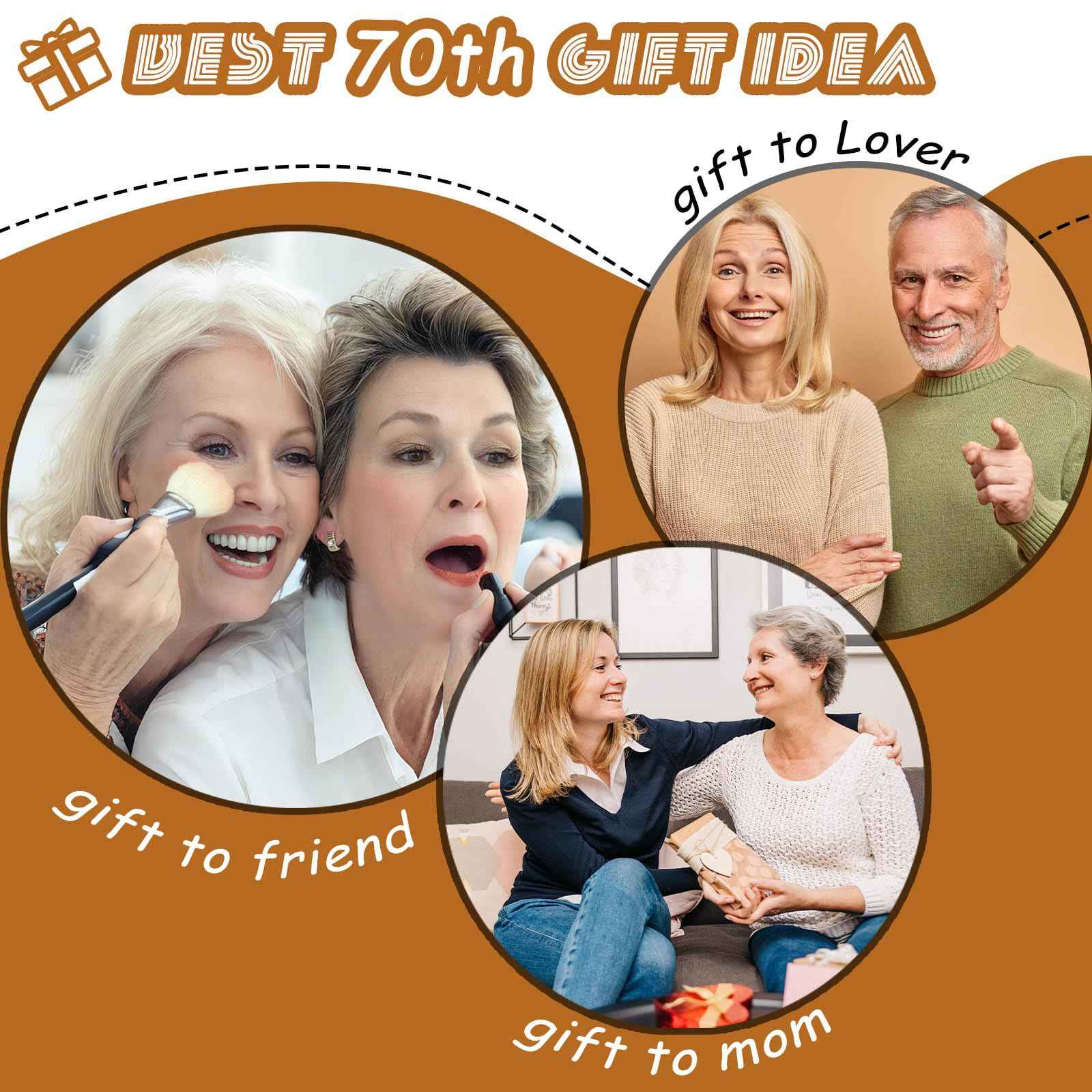 APAKUTA 70th Birthday Gift for Women 1955 Year Gifts Idea Boho Makeup Bag 70-Year-Old Decoration Gifts for Grandma Wife Aunt Friend Cosmetic Bag Organizer Zipper Pouch Gift for Retirement Anniversary