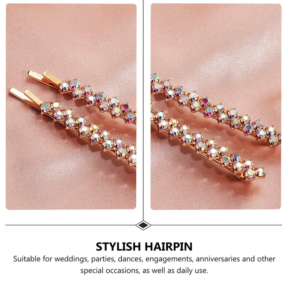 Beaupretty Fashion Hair Clip, 2 Pairs Rhinestone Bobby Pin for Women Ladies Hair Jewelry Accessories, Crystal Metal Hair Clips Diamond Wedding Bridal Hair Accessories