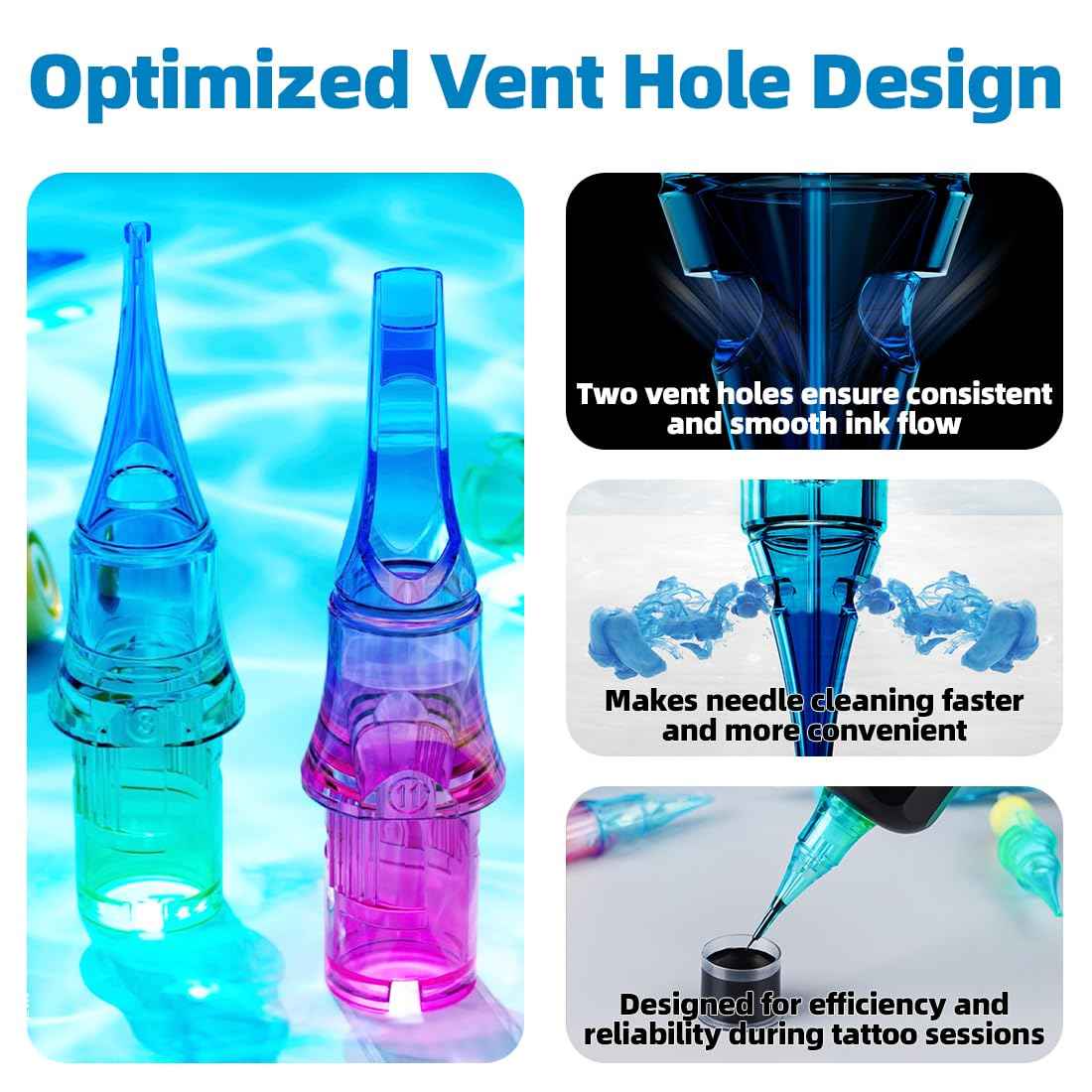 Wjx Ultimate Tattoo Needles Cartridge 1211M (20Pcs/Box) Premium Magnum Cartridges Needle Fast Shading Smooth Blending for Tattoo Artists