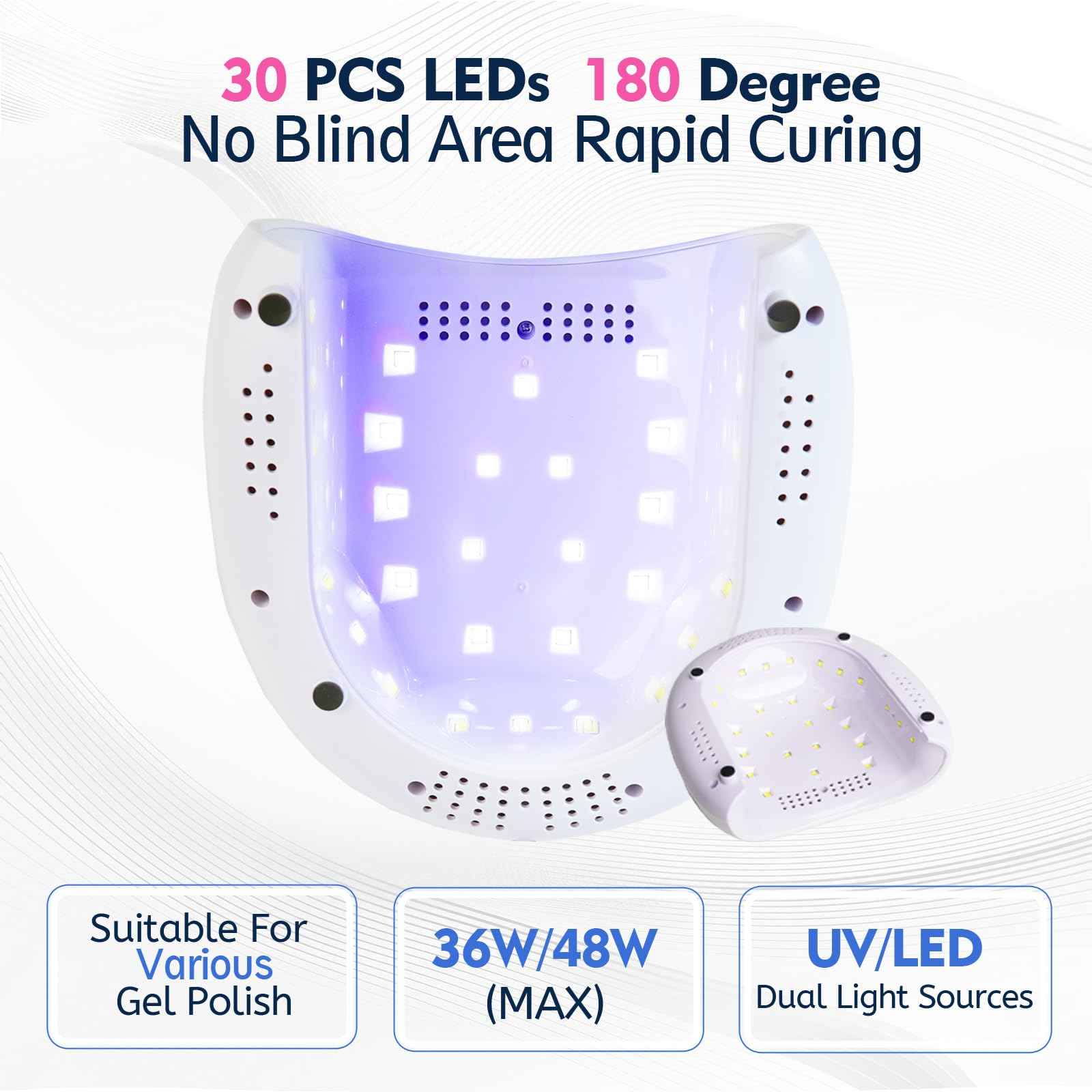 Goodoo UV LED Nail Lamp, 48W Nail Dryer for Gel Polish with 4 Timer Settings & LCD Display and Automatic Sensor, Professional UV Dryer for Home Salon