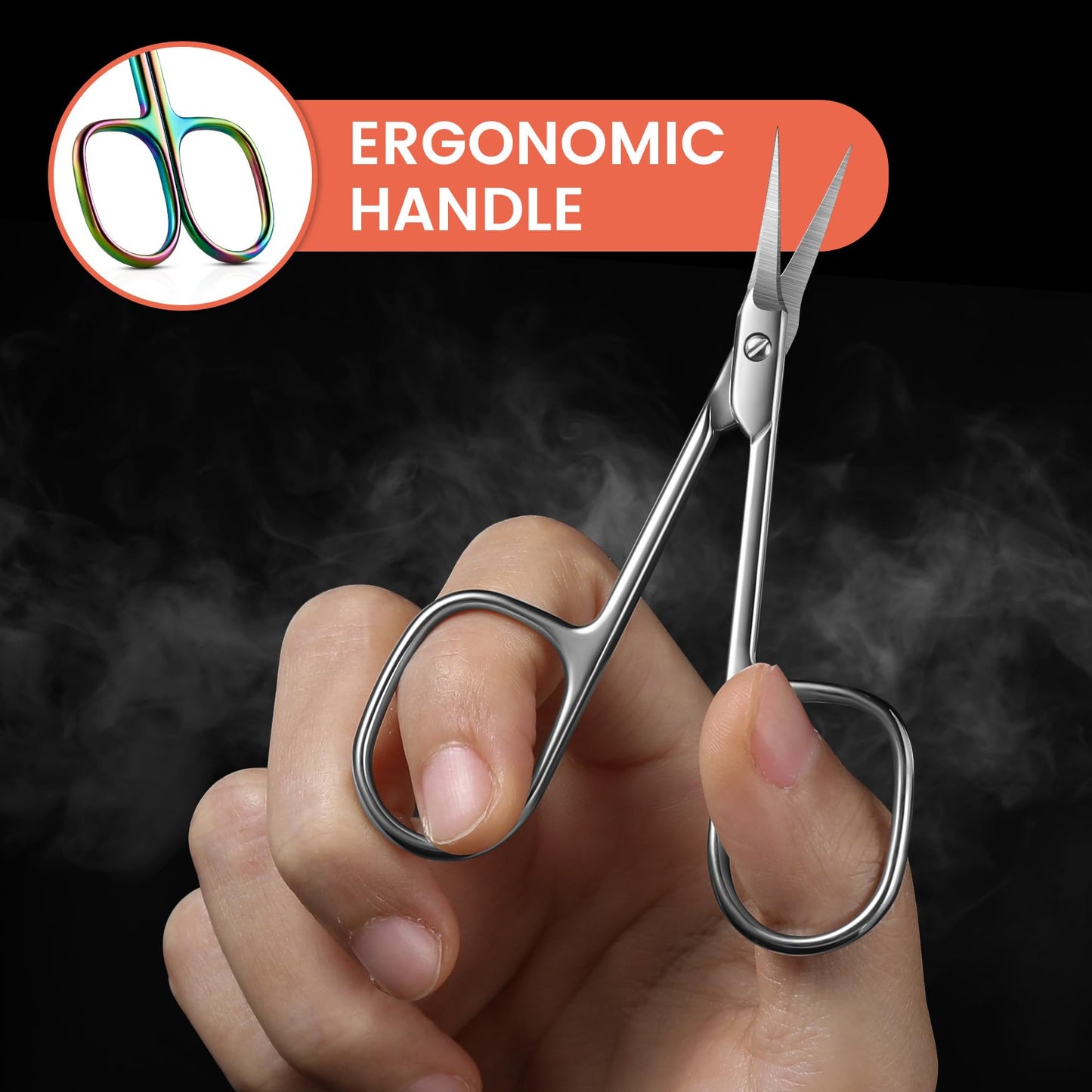 BEZOX Curved Cuticle Scissors - Precision Manicure Scissor Nail Cuticle Trimmer, Professional Stainless Steel Nail Scissors for Cuticle Care, Cuticle Cutter Small Scissors for Women - Silver