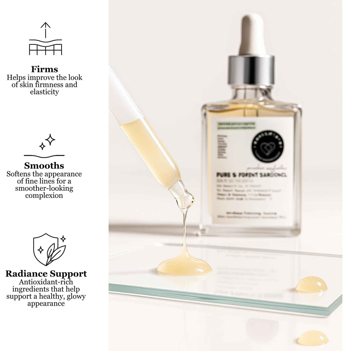 Hearthical Organic Oil-Based Bakuchiol Serum For Face | 1oz Natural Retinol Alternative for Glowing Skin | Brightening Serum For Face | 99% Pure Bakuchiol Oil with Jojoba & Sea Buckthorn | Made In USA