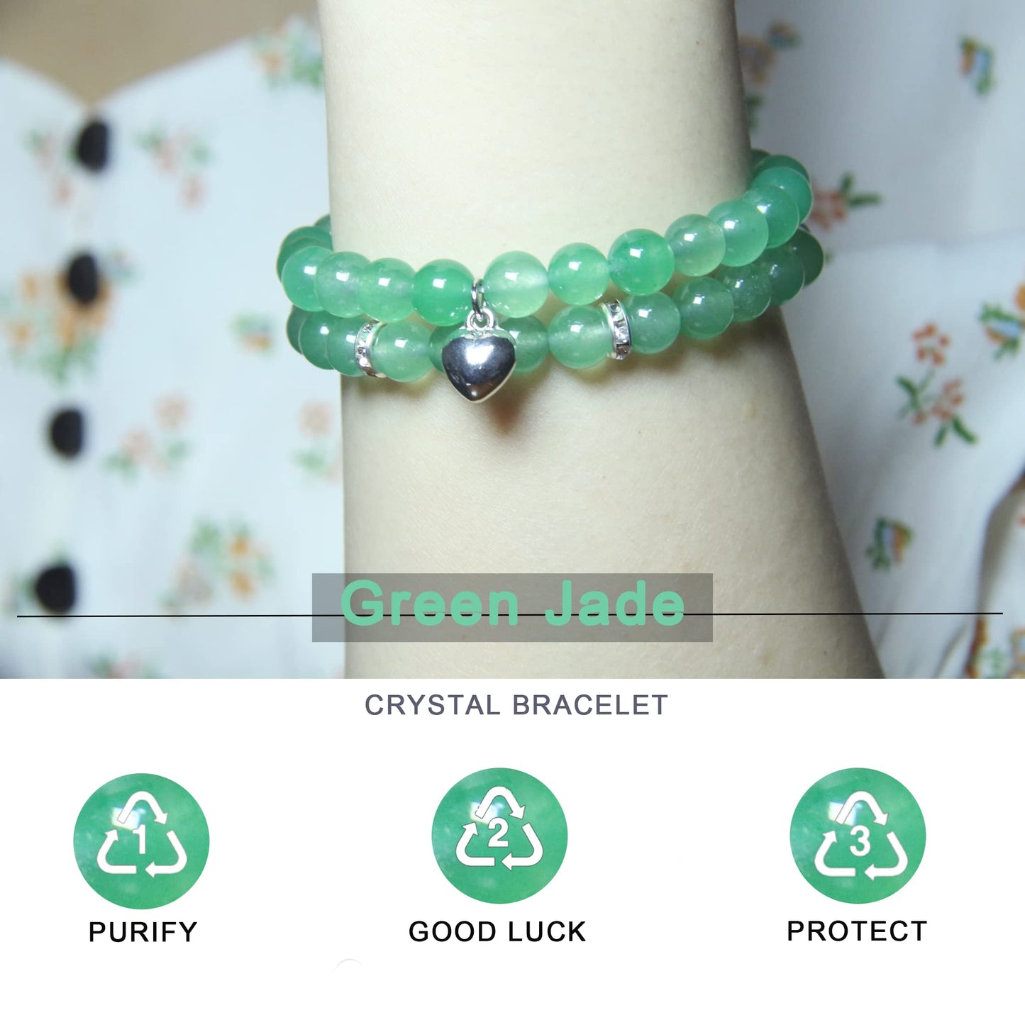 Healing Bracelets for Women - Green Aventurine Bracelet - Healing Prayers Crystal Bracelet, 8mm Natural Stone Anti Anxiety Stress Relief Yoga Beads Get Well Soon Gifts