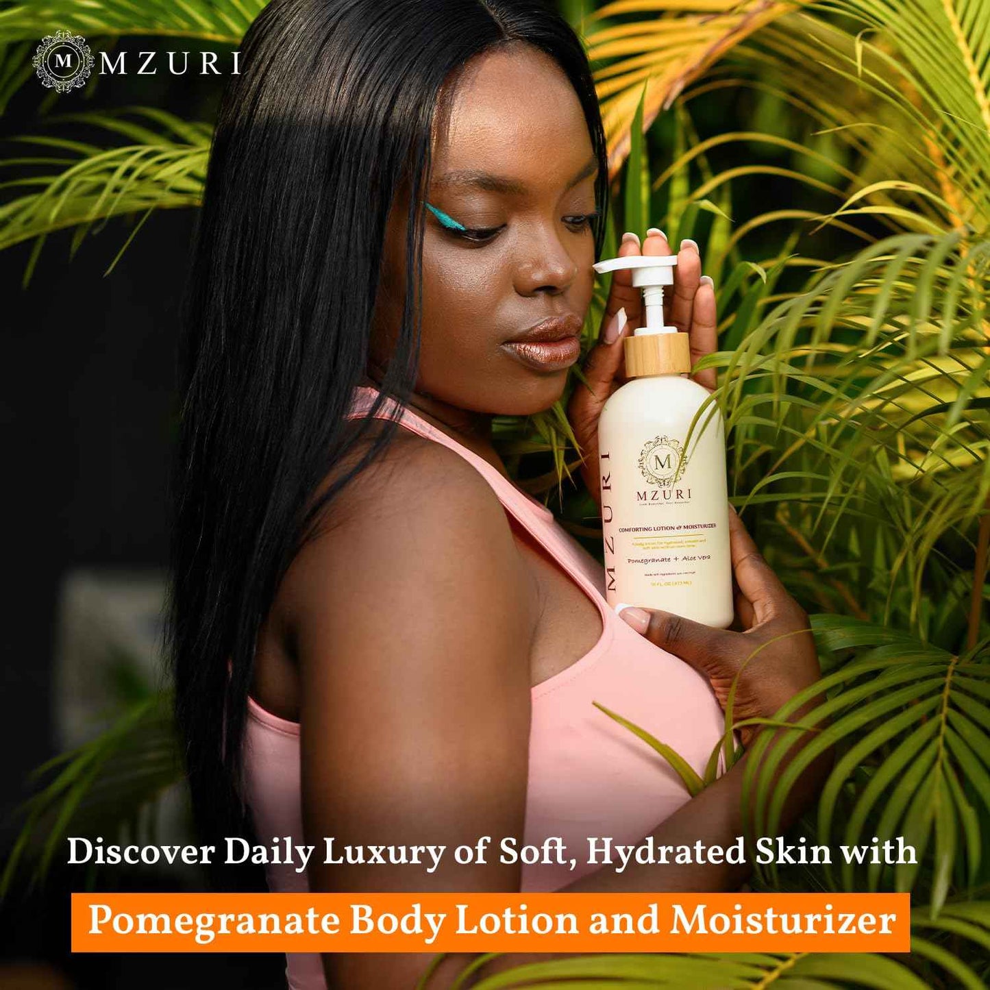 MZURI Body Lotion & Moisturizer – Pomegranate & Aloe Vera | Lightweight, Fast-Absorbing Hydrating Body Lotion for Dry, Sensitive Skin | Paraben-Free Daily Body Care | 16 fl oz