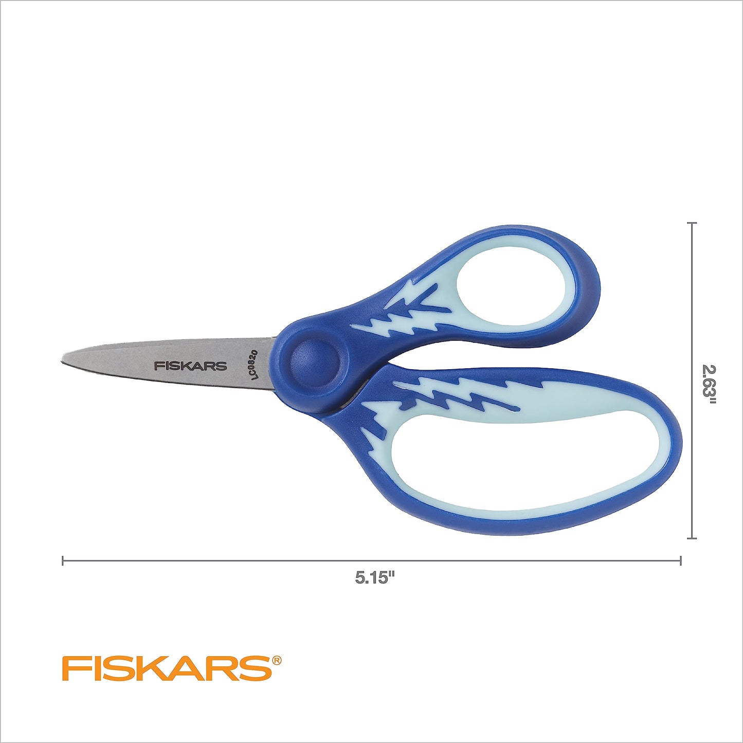 Fiskars 5" SoftGrip Pointed-Tip Scissors for Kids Ages 4-7, Scissors for School or Crafting, Back to School Supplies, Blue Lightning