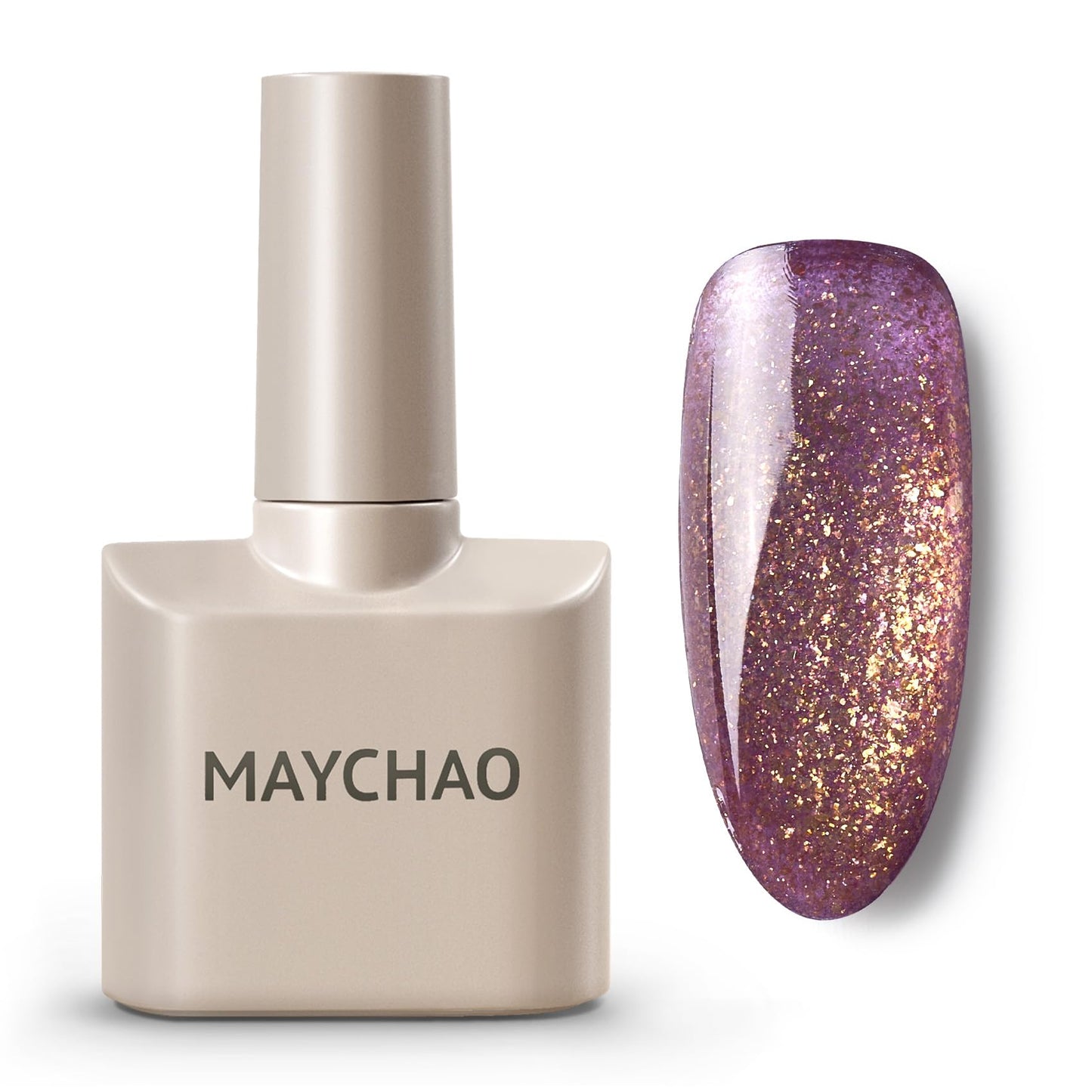 MAYCHAO 15ML Gel Nail Polish 1Pc Shimmer Glitter Purple Gel Polish Soak Off UV LED Nail Polish Nail Art Starter Manicure Salon DIY at Home, 0.5 OZ