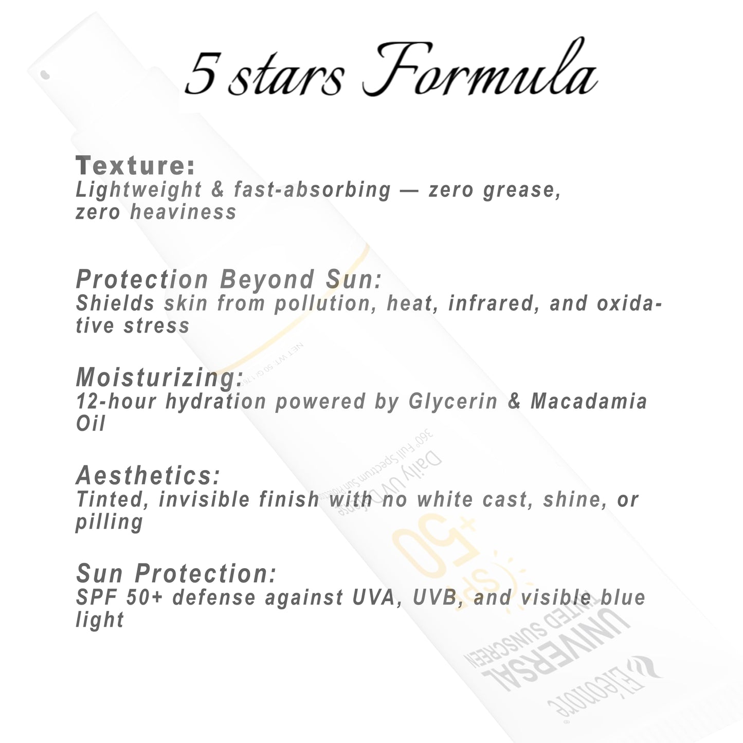 Face Sunscreen For Women - Tinted Sunscreen for face - Face Moisturizer With SPF 50 -Travel Toiletries. 50 ml